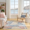 image:imageNourison Home Aloha Ivory Navy 710 x 106 Area Rug  Easy Clean Non Shedding Bed Room Living Room Dining Room Kitchen 8 x 11Ivory Blue