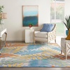 image:imageNourison Home Aloha Ivory Navy 710 x 106 Area Rug  Easy Clean Non Shedding Bed Room Living Room Dining Room Kitchen 8 x 11IvoryMulti