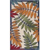 image:imageNourison Home Aloha Ivory Navy 710 x 106 Area Rug  Easy Clean Non Shedding Bed Room Living Room Dining Room Kitchen 8 x 11Multi Color