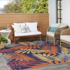image:imageNourison Home Aloha Ivory Navy 710 x 106 Area Rug  Easy Clean Non Shedding Bed Room Living Room Dining Room Kitchen 8 x 11Navy Multicolor