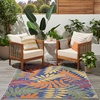 image:imageNourison Home Aloha Ivory Navy 710 x 106 Area Rug  Easy Clean Non Shedding Bed Room Living Room Dining Room Kitchen 8 x 11Navy Multicolor