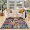 image:imageNourison Home Aloha Ivory Navy 710 x 106 Area Rug  Easy Clean Non Shedding Bed Room Living Room Dining Room Kitchen 8 x 11Navy Multicolor