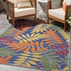 image:imageNourison Home Aloha Ivory Navy 710 x 106 Area Rug  Easy Clean Non Shedding Bed Room Living Room Dining Room Kitchen 8 x 11Navy Multicolor