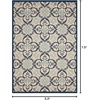 image:imageNourison Home Caribbean Navy 4 x Round Area Rug Geometric Floral Bed Room Living Room Dining Room Kitchen Easy Cleaning Non Shedding 4 RoundIvory Navy