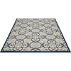 image:imageNourison Home Caribbean Navy 4 x Round Area Rug Geometric Floral Bed Room Living Room Dining Room Kitchen Easy Cleaning Non Shedding 4 RoundIvory Navy