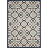 image:imageNourison Home Caribbean Navy 4 x Round Area Rug Geometric Floral Bed Room Living Room Dining Room Kitchen Easy Cleaning Non Shedding 4 RoundIvory Navy