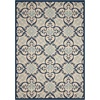 image:imageNourison Home Caribbean Navy 4 x Round Area Rug Geometric Floral Bed Room Living Room Dining Room Kitchen Easy Cleaning Non Shedding 4 RoundIvory Navy