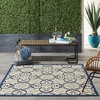 image:imageNourison Home Caribbean Navy 4 x Round Area Rug Geometric Floral Bed Room Living Room Dining Room Kitchen Easy Cleaning Non Shedding 4 RoundIvoryBlue