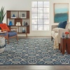 image:imageNourison Home Caribbean Navy 4 x Round Area Rug Geometric Floral Bed Room Living Room Dining Room Kitchen Easy Cleaning Non Shedding 4 RoundIvoryBlue