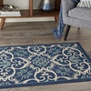 image:imageNourison Home Caribbean Navy 4 x Round Area Rug Geometric Floral Bed Room Living Room Dining Room Kitchen Easy Cleaning Non Shedding 4 RoundNavy