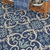 image:imageNourison Home Caribbean Navy 4 x Round Area Rug Geometric Floral Bed Room Living Room Dining Room Kitchen Easy Cleaning Non Shedding 4 RoundNavy