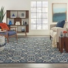 image:imageNourison Home Caribbean Navy 4 x Round Area Rug Geometric Floral Bed Room Living Room Dining Room Kitchen Easy Cleaning Non Shedding 4 RoundNavy