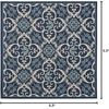 image:imageNourison Home Caribbean Navy 4 x Round Area Rug Geometric Floral Bed Room Living Room Dining Room Kitchen Easy Cleaning Non Shedding 4 RoundNavy