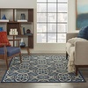 image:imageNourison Home Caribbean Navy 4 x Round Area Rug Geometric Floral Bed Room Living Room Dining Room Kitchen Easy Cleaning Non Shedding 4 RoundNavy