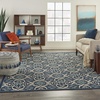 image:imageNourison Home Caribbean Navy 4 x Round Area Rug Geometric Floral Bed Room Living Room Dining Room Kitchen Easy Cleaning Non Shedding 4 RoundNavy