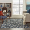 image:imageNourison Home Caribbean Navy 4 x Round Area Rug Geometric Floral Bed Room Living Room Dining Room Kitchen Easy Cleaning Non Shedding 4 RoundNavy
