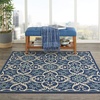 image:imageNourison Home Caribbean Navy 4 x Round Area Rug Geometric Floral Bed Room Living Room Dining Room Kitchen Easy Cleaning Non Shedding 4 RoundNavy