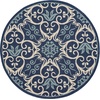 image:imageNourison Home Caribbean Navy 4 x Round Area Rug Geometric Floral Bed Room Living Room Dining Room Kitchen Easy Cleaning Non Shedding 4 RoundNavy