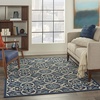 image:imageNourison Home Caribbean Navy 4 x Round Area Rug Geometric Floral Bed Room Living Room Dining Room Kitchen Easy Cleaning Non Shedding 4 RoundNavy