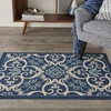 image:imageNourison Home Caribbean Navy 4 x Round Area Rug Geometric Floral Bed Room Living Room Dining Room Kitchen Easy Cleaning Non Shedding 4 RoundNavy