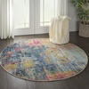 image:imageNourison Home Celestial Blue Yellow 4 x Round Area Rug  Easy Clean Non Shedding Bed Room Living Room Dining Room Kitchen 4 x RoundBlue Yellow