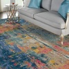 image:imageNourison Home Celestial Blue Yellow 4 x Round Area Rug  Easy Clean Non Shedding Bed Room Living Room Dining Room Kitchen 4 x RoundBlue Yellow