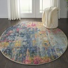 image:imageNourison Home Celestial Blue Yellow 4 x Round Area Rug  Easy Clean Non Shedding Bed Room Living Room Dining Room Kitchen 4 x RoundBlue Yellow
