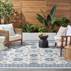 image:imageNourison Home Essentials Outdoor Ivory Blue 5 x 7 Area Rug Easy Clean Non Shedding Bed Room Living Room Dining Room Deck Backyard Patio 5x7Ivory Blue