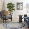 image:imageNourison Home Garden Party IndoorOutdoor Ivory Blue 53 x round Area Rug Easy Cleaning Non Shedding Bed Room Living Room Dining Room Deck Backyard Patio 5 RoundIvory Blue