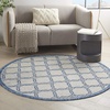 image:imageNourison Home Garden Party Ivory Blue 710 x Round Area Rug Traditional Trellis Bed Room Living Room Dining Room Kitchen Easy Clean Non Shedding 8 RoundIvory Blue