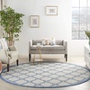 image:imageNourison Home Garden Party Ivory Blue 710 x Round Area Rug Traditional Trellis Bed Room Living Room Dining Room Kitchen Easy Clean Non Shedding 8 RoundIvory Blue
