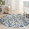 image:imageNourison Home Garden Party IvoryCharcoal 53 x Round Area Rug  Easy Clean Non Shedding Bed Room Living Room Dining Room Kitchen 5 x RoundIvoryBlue