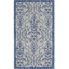 image:imageNourison Home Garden Party IvoryCharcoal 53 x Round Area Rug  Easy Clean Non Shedding Bed Room Living Room Dining Room Kitchen 5 x RoundIvoryBlue