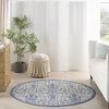 image:imageNourison Home Garden Party IvoryCharcoal 53 x Round Area Rug  Easy Clean Non Shedding Bed Room Living Room Dining Room Kitchen 5 x RoundIvoryBlue