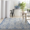 image:imageNourison Home Garden Party IvoryCharcoal 53 x Round Area Rug  Easy Clean Non Shedding Bed Room Living Room Dining Room Kitchen 5 x RoundIvoryBlue