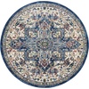 image:imageNourison Home Global Vintage Traditional Ivory Navy 4 x Round Area Rug Easy Clean Non Shedding Bed Room Living Room Dining Room Kitchen 4 RoundIvory Navy