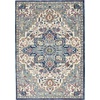 image:imageNourison Home Global Vintage Traditional Ivory Navy 4 x Round Area Rug Easy Clean Non Shedding Bed Room Living Room Dining Room Kitchen 4 RoundIvory Navy