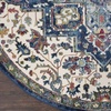 image:imageNourison Home Global Vintage Traditional Ivory Navy 4 x Round Area Rug Easy Clean Non Shedding Bed Room Living Room Dining Room Kitchen 4 RoundIvory Navy