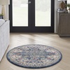 image:imageNourison Home Global Vintage Traditional Ivory Navy 4 x Round Area Rug Easy Clean Non Shedding Bed Room Living Room Dining Room Kitchen 4 RoundIvory Navy