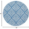 image:imageNourison Home Grafix Damask Blue 53 x ROUND Area Rug Easy Cleaning Non Shedding Bed Room Living Room Dining Room Kitchen 5 RoundBlue
