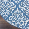 image:imageNourison Home Grafix Damask Blue 53 x ROUND Area Rug Easy Cleaning Non Shedding Bed Room Living Room Dining Room Kitchen 5 RoundBlue