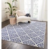 image:imageNourison Home Grafix Damask Blue 53 x ROUND Area Rug Easy Cleaning Non Shedding Bed Room Living Room Dining Room Kitchen 5 RoundWhite Blue