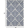 image:imageNourison Home Grafix Damask Blue 53 x ROUND Area Rug Easy Cleaning Non Shedding Bed Room Living Room Dining Room Kitchen 5 RoundWhite Blue