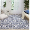image:imageNourison Home Grafix Damask Blue 53 x ROUND Area Rug Easy Cleaning Non Shedding Bed Room Living Room Dining Room Kitchen 5 RoundWhite Blue