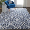 image:imageNourison Home Grafix Damask WhiteBlue 6 x 9 Area Rug Easy Cleaning Non Shedding Bed Room Living Room Dining Room Kitchen 6x9