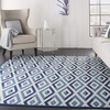 image:imageNourison Home Grafix White Blue 53 x Round Area Rug  Easy Clean Non Shedding Bed Room Living Room Dining Room Kitchen 5 x RoundWhite Blue