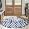 image:imageNourison Home Grafix White Blue 53 x Round Area Rug  Easy Clean Non Shedding Bed Room Living Room Dining Room Kitchen 5 x RoundWhite Blue