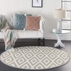 image:imageNourison Home Grafix White Blue 53 x Round Area Rug  Easy Clean Non Shedding Bed Room Living Room Dining Room Kitchen 5 x RoundWhiteGrey