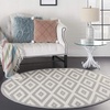 image:imageNourison Home Grafix White Blue 53 x Round Area Rug  Easy Clean Non Shedding Bed Room Living Room Dining Room Kitchen 5 x RoundWhiteGrey