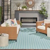 image:imageNourison Home Reversible Indoor Outdoor Navy 8 x Round Area Rug  Easy Clean Non Shedding Bed Room Living Room Dining Room Kitchen 8 x RoundAqua